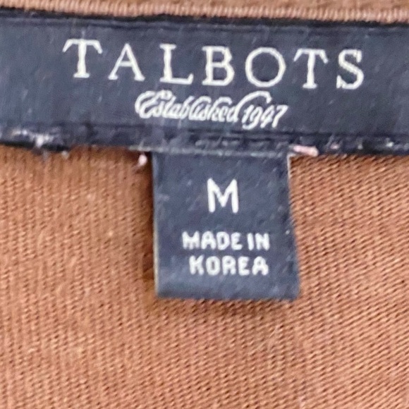 Talbots v neck front knot caramel brown lightweight top 3/4 sleeve size medium - Picture 9 of 10